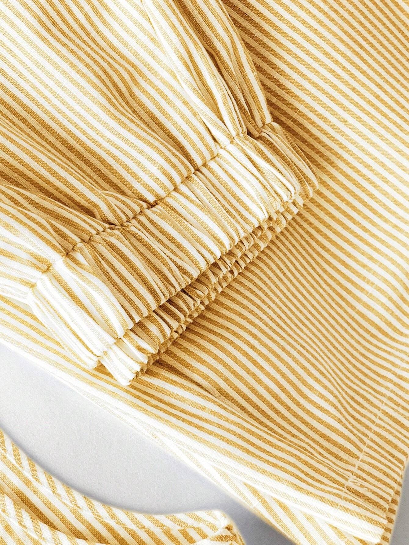 Drawstring Sleeveless Top Wide-Leg Pants Casual Set-Yellow