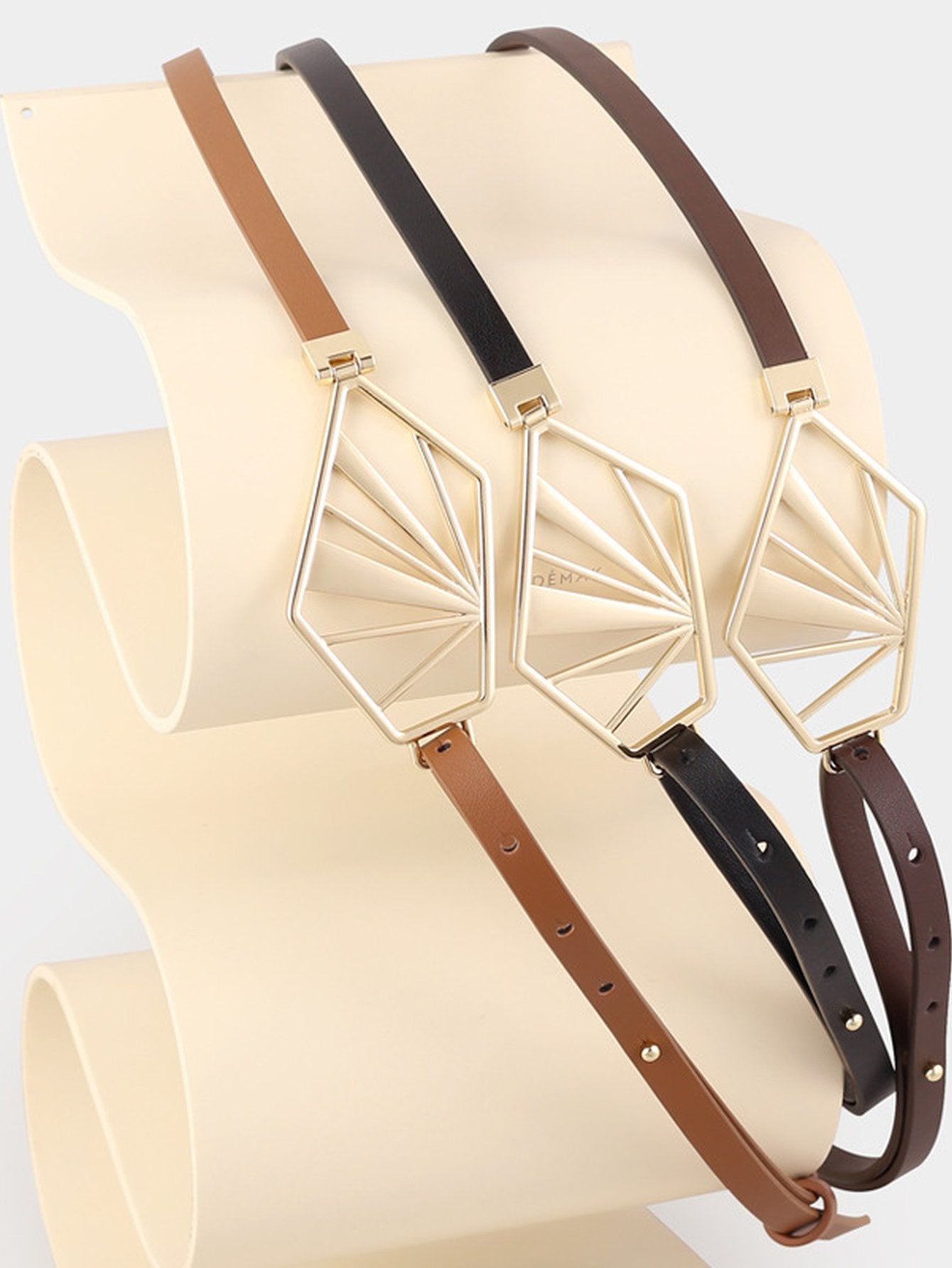 Elegant Gold Geometric Skinny Belt