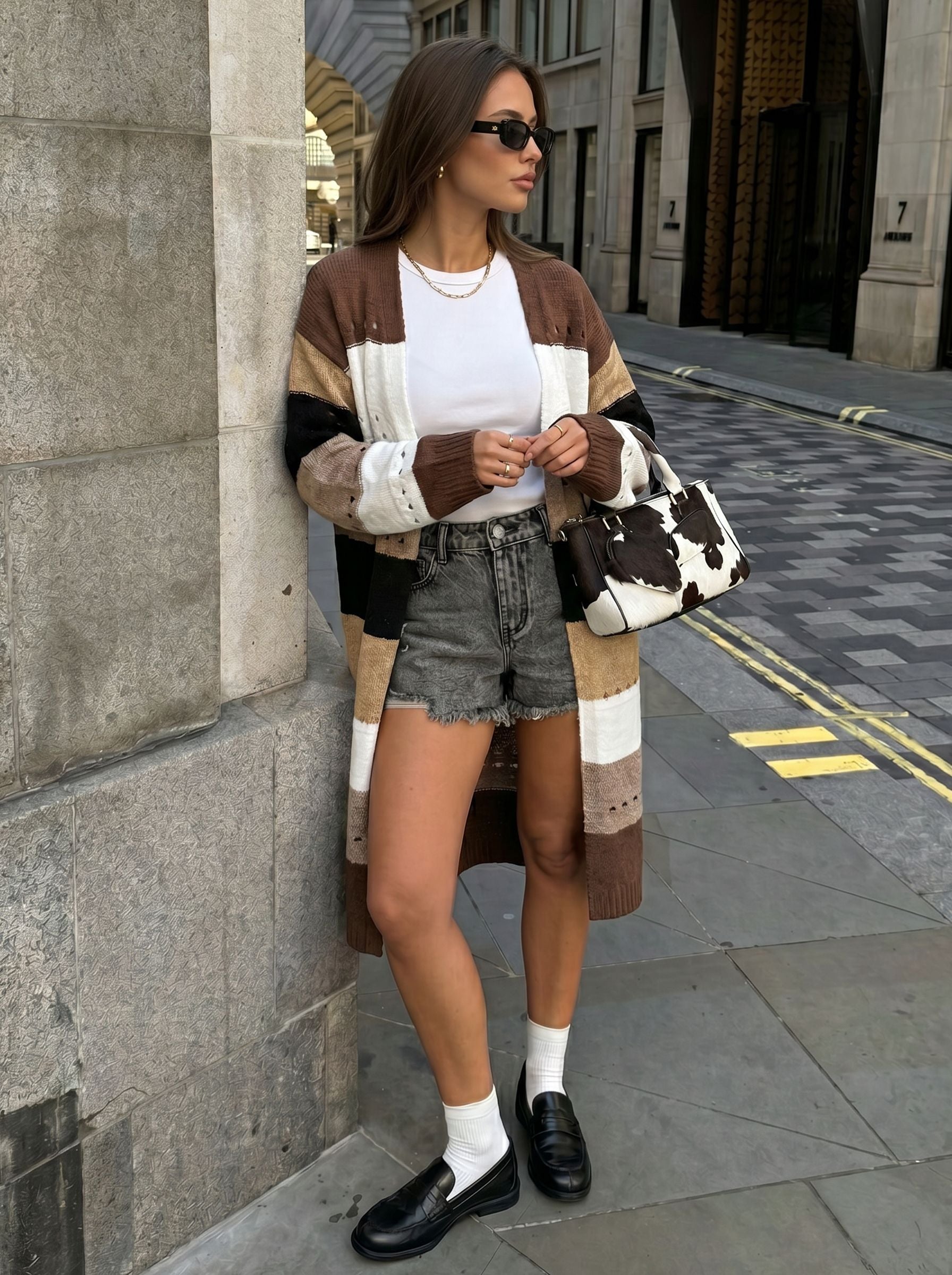Cozy Striped Open Front Cardigan