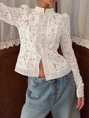 Elegant Floral Lace Blazer Jacket