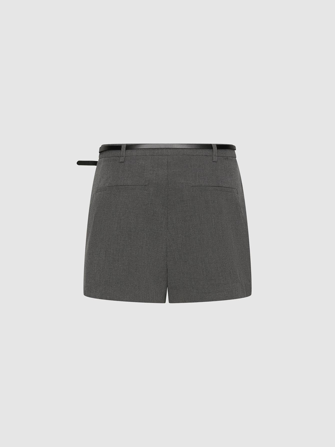 Urban Revivo Belted Asymmetric Overlay Detail Mini Skorts-Dark gray