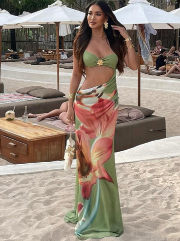 Cut Out Floral Maxi Dress