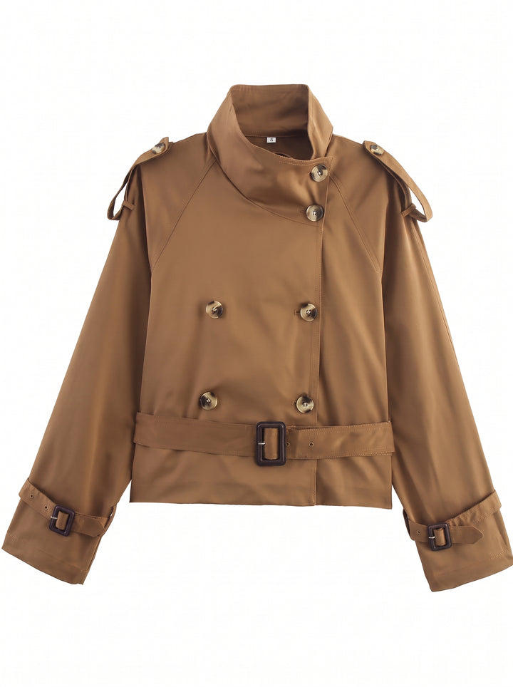 Cropped Double Breasted Trench Coat