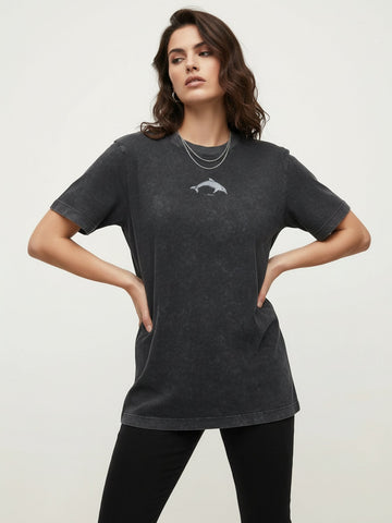 Dolphin Print Crewneck T-Shirt