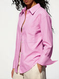 Relaxed Fit Vertical Stripe Longline Oversized Shirt