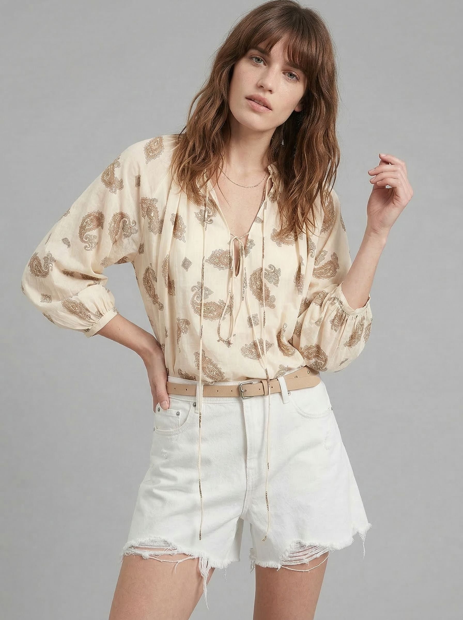 Paisley Print Loose Blouse