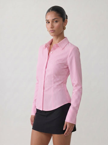 Tailored Fitted Striped Button Down Shirt