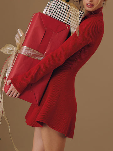 Ribbed Button Down Knit Mini Dress