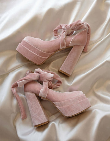Plush Velvet Lace-Up Evening Heels