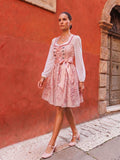 Floral Embroidered Lace Dirndl Dress