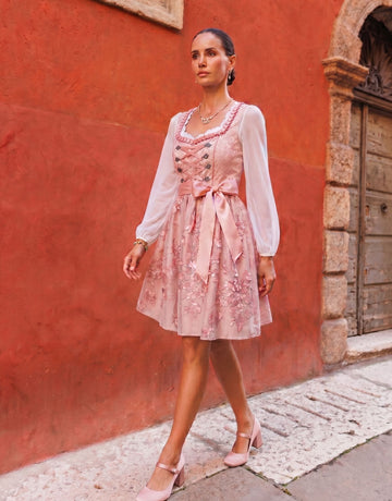 Floral Embroidered Lace Dirndl Dress