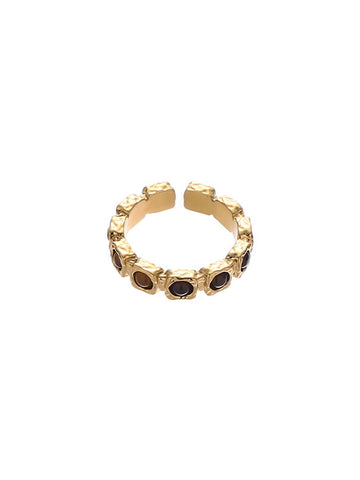Textured Gold Beaded Adjustable Ring