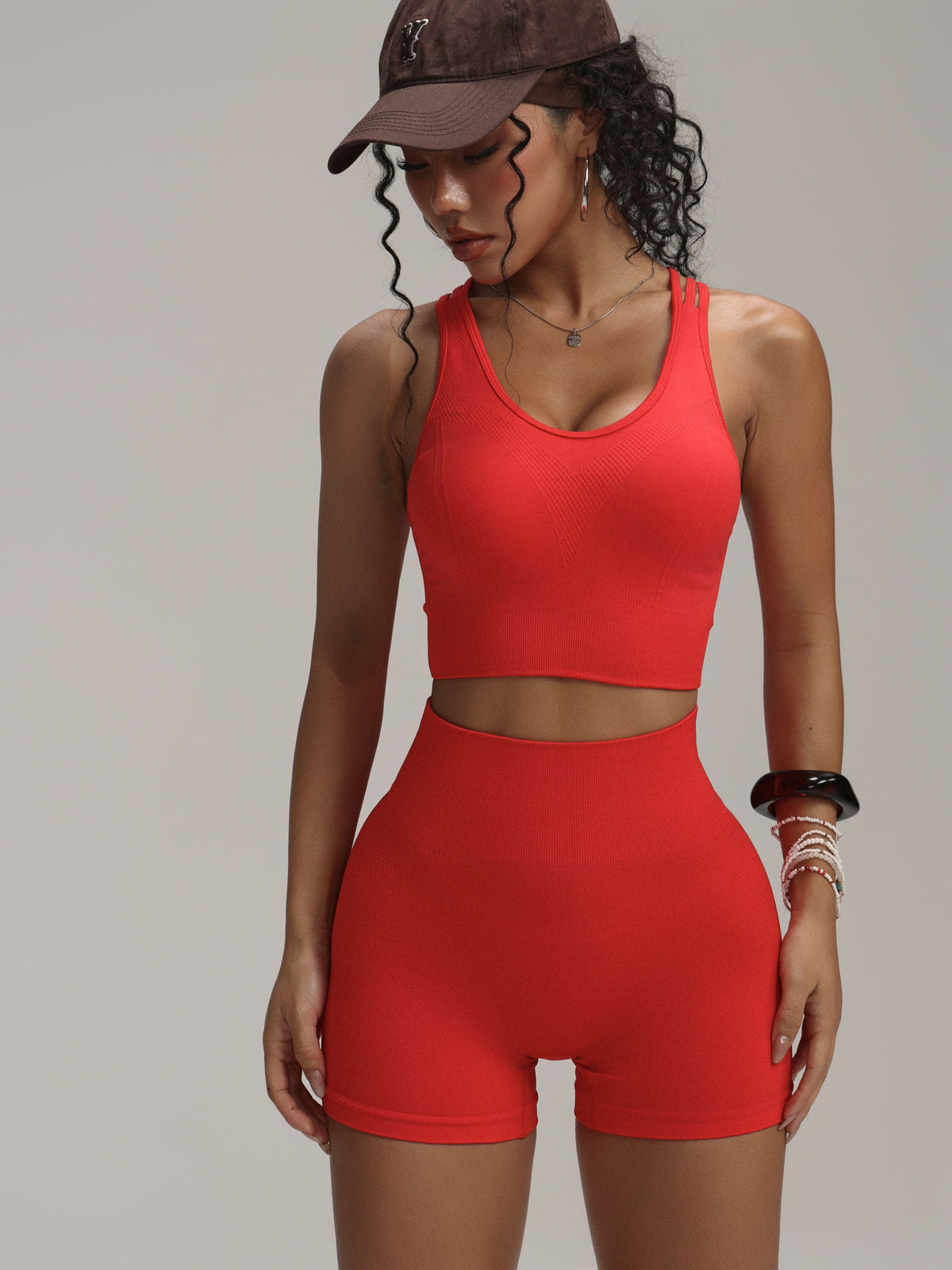 High-Waisted Shorts Cropped Top Workout Yoga Set