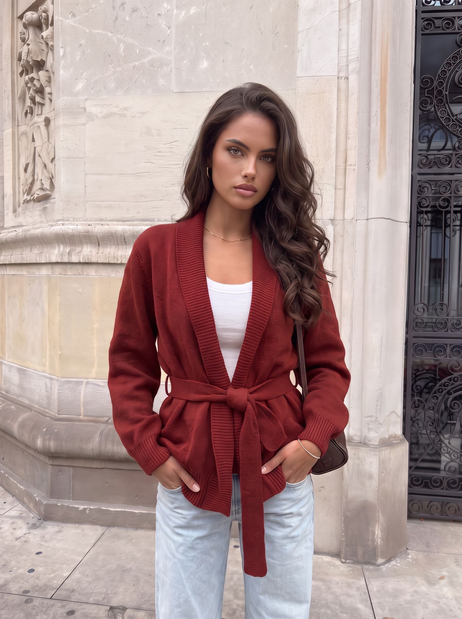 Cozy Belted Shawl Collar Cardigan