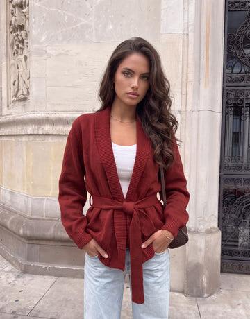 Cozy Belted Shawl Collar Cardigan