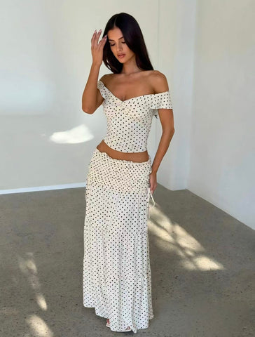 Polka Dot Off Shoulder Maxi Set