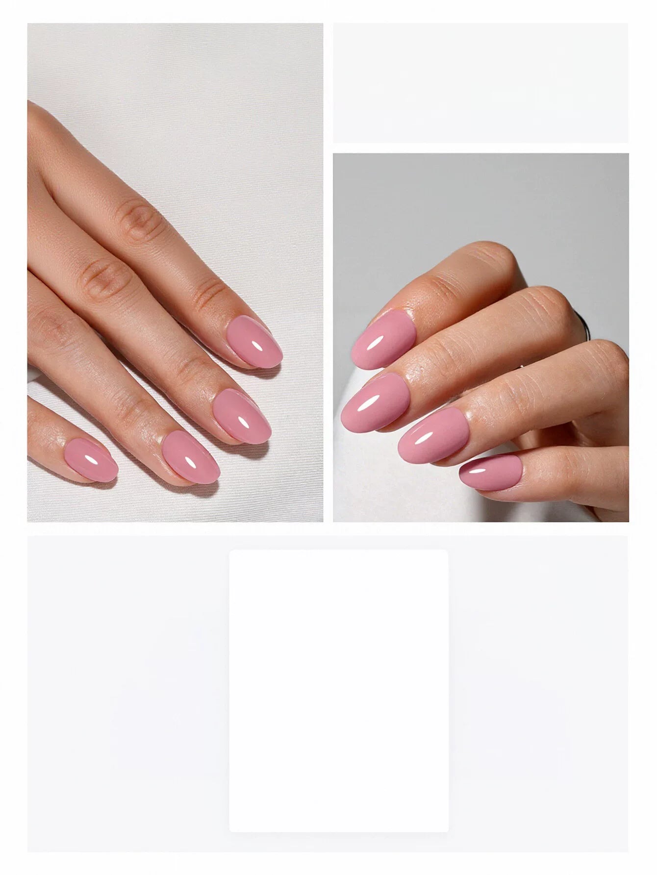 Glossy Pink Oval Press On Nails