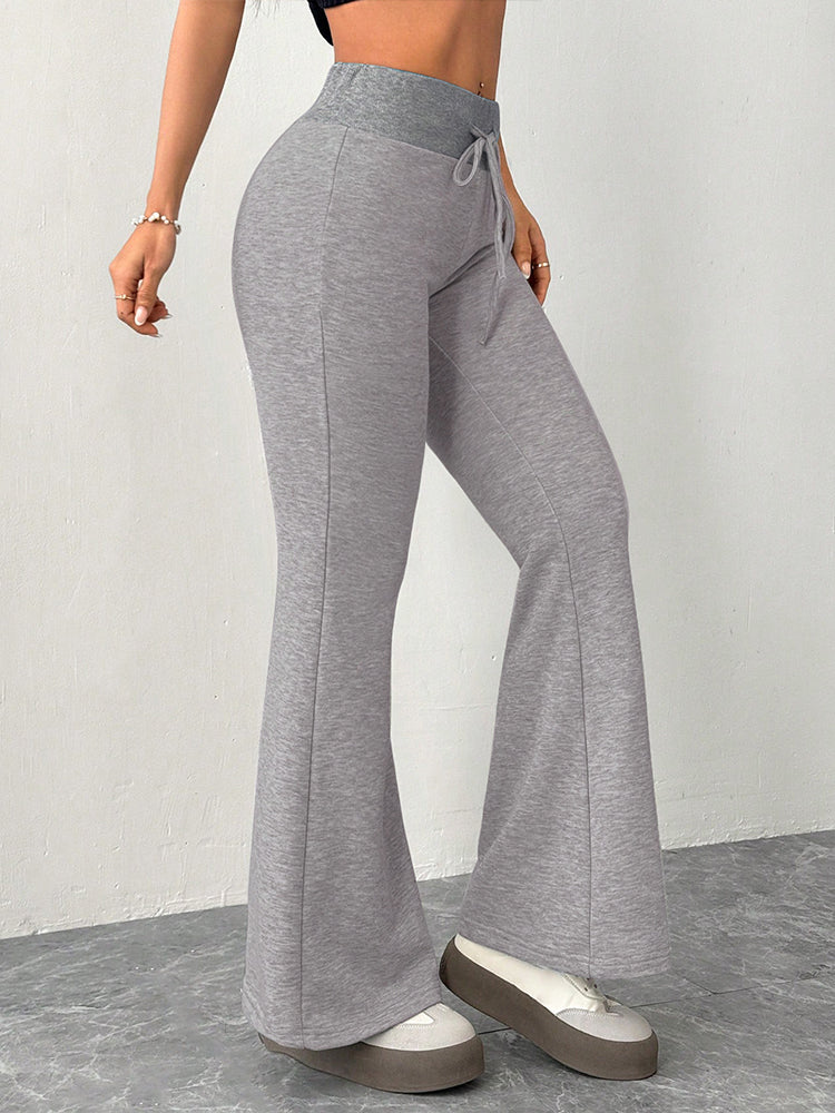 High Waisted Drawstring Flare Lounge Pants