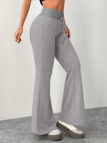 High Waisted Drawstring Flare Lounge Pants