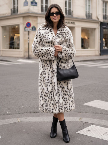 Luxurious Leopard Print Faux Fur Coat