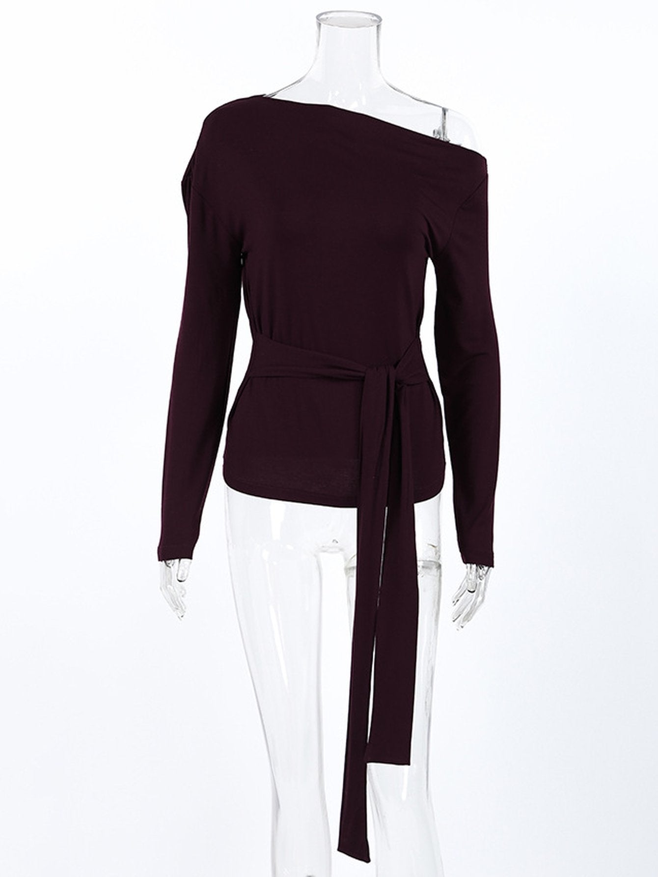 Elegant Off Shoulder Waist Tie T Shirt