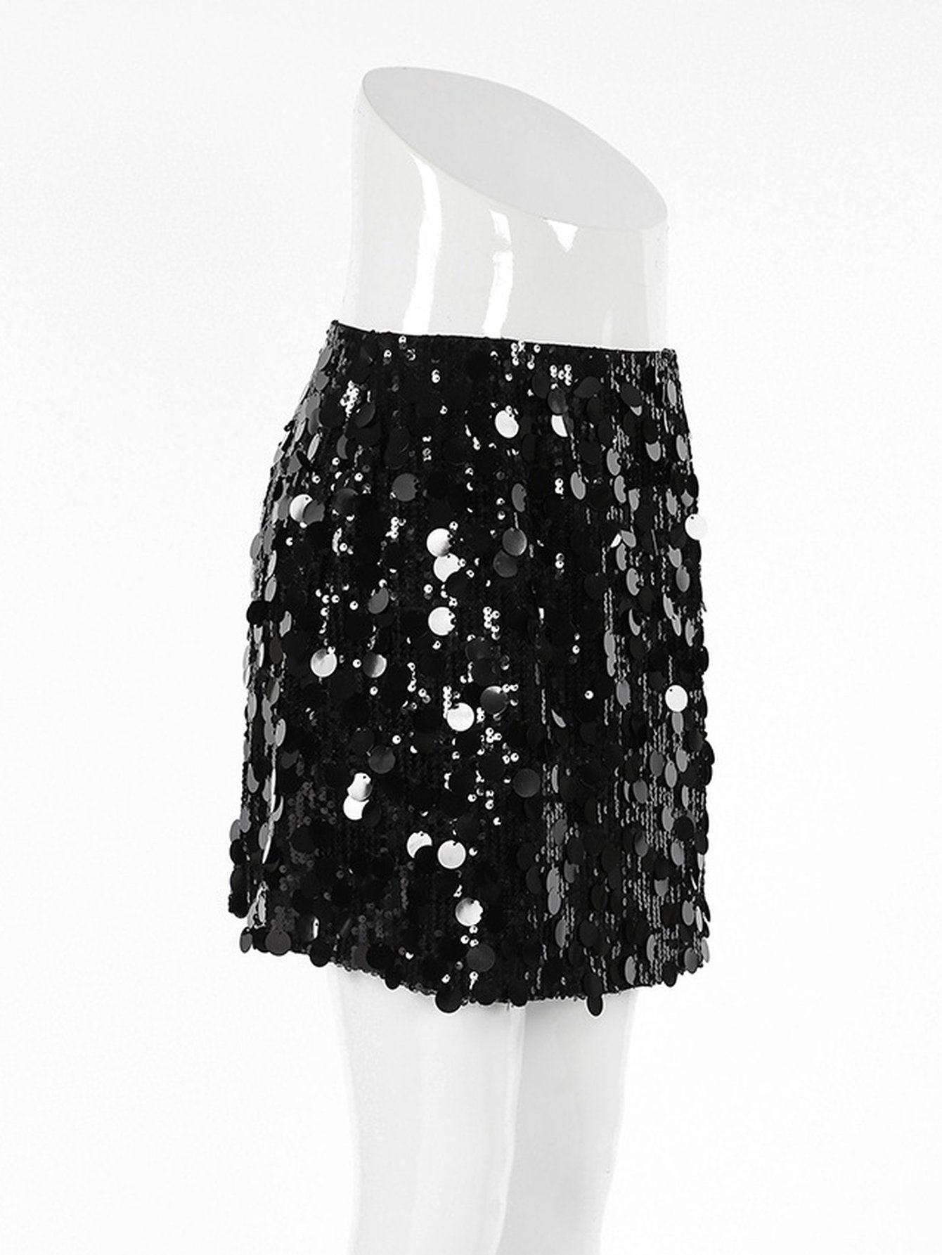 Sparkly Black Sequin Mini Skirt