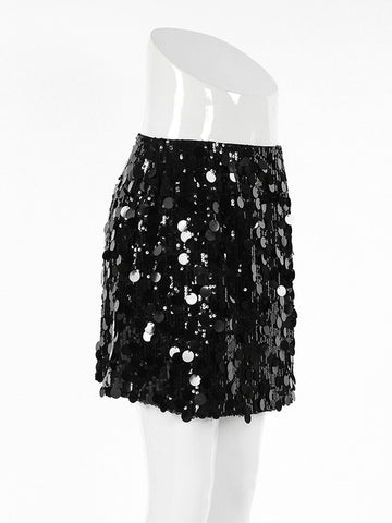 Sparkly Black Sequin Mini Skirt