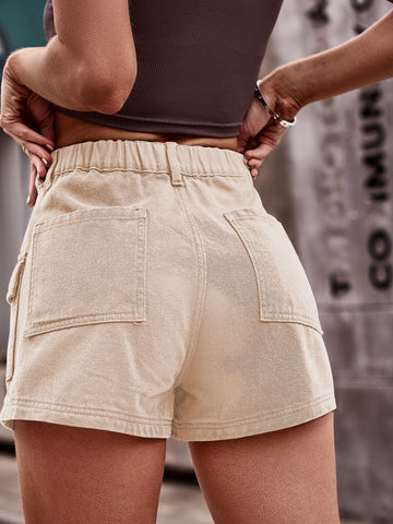 High Waisted Utility Denim Shorts