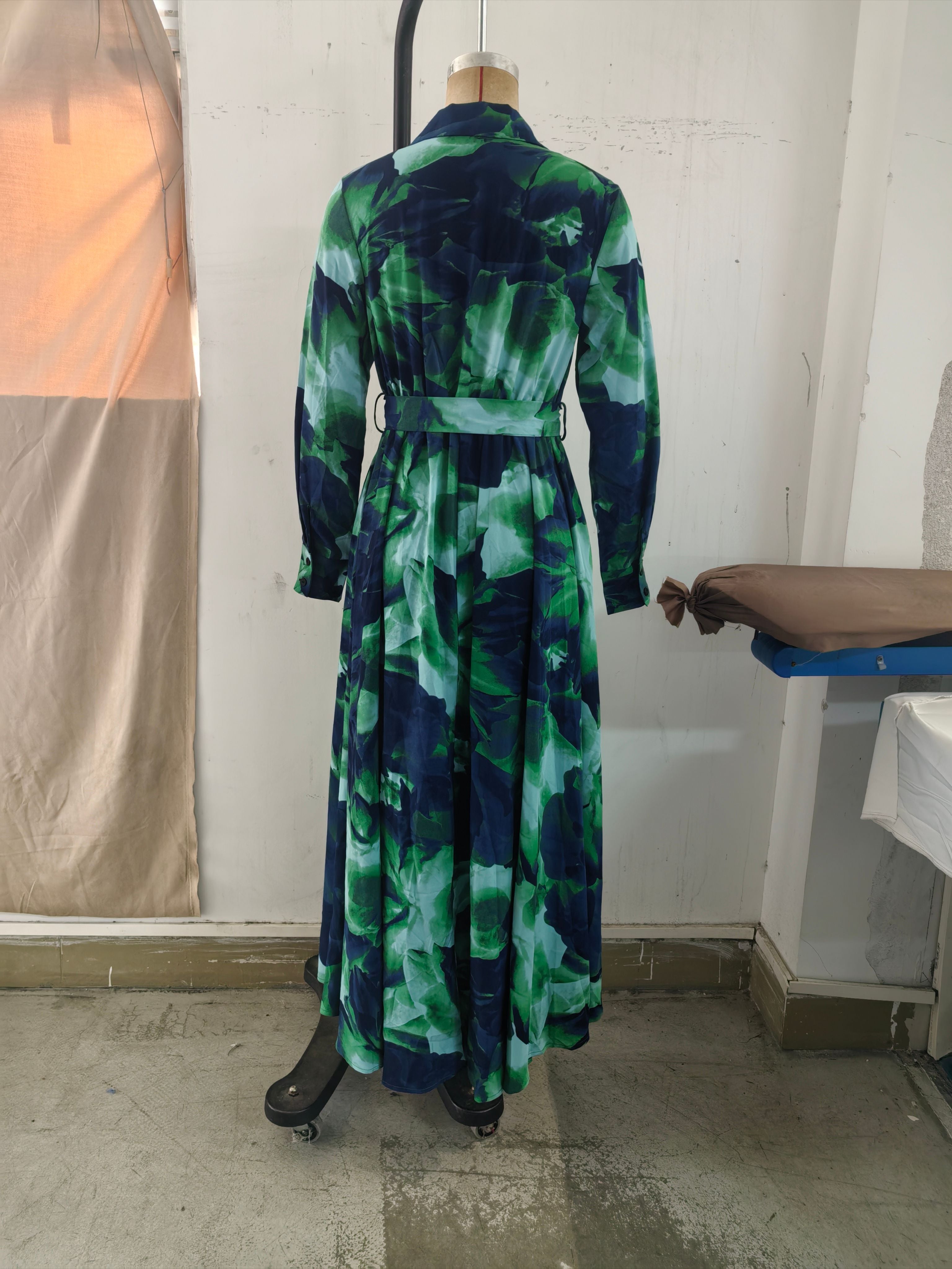 Elegant Floral Printed Wrap Maxi Dress