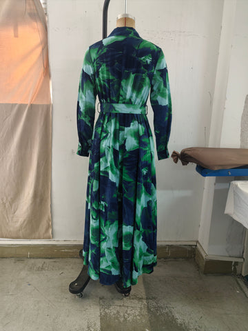 Elegant Floral Printed Wrap Maxi Dress
