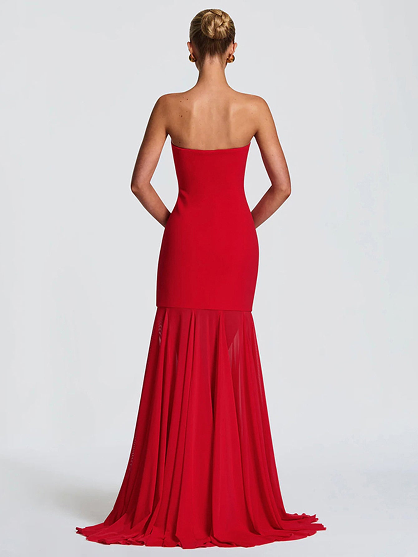 Halter Neck Sheer Panel Elegant Maxi Dress