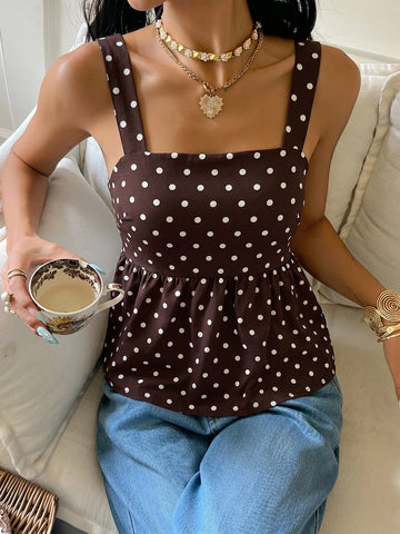 Polka Dot Peplum Tank Top