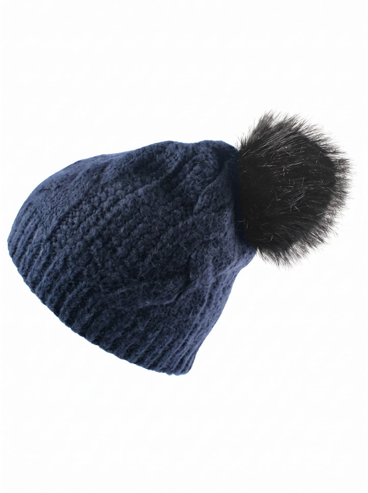 Cozy Cable Knit Pom Beanie