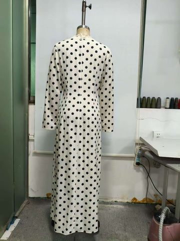 Polka Dot Lace Trim Maxi Dress