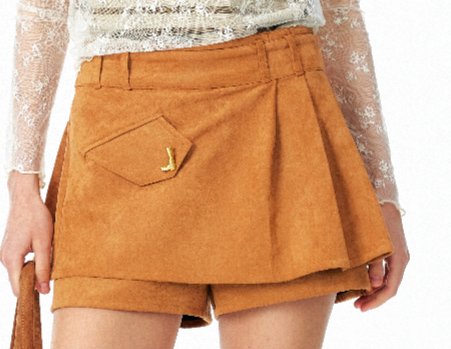 Suede Pleated Wrap Skort Shorts