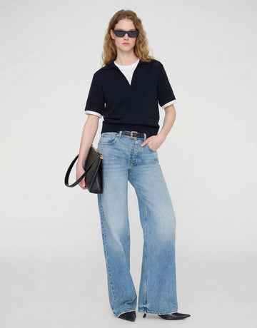 Wool Blend Contrast Knit Top