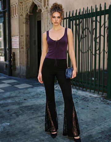 Flare Leg Lace Trim Pants