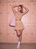 Athletic Ribbed Crop Pleated Skirt Set