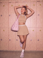 Athletic Ribbed Crop Pleated Skirt Set