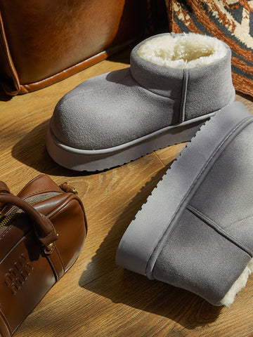 Cozy Faux Fur Platform Ankle Boots