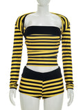 Striped Ribbed Tube Top Shorts Set