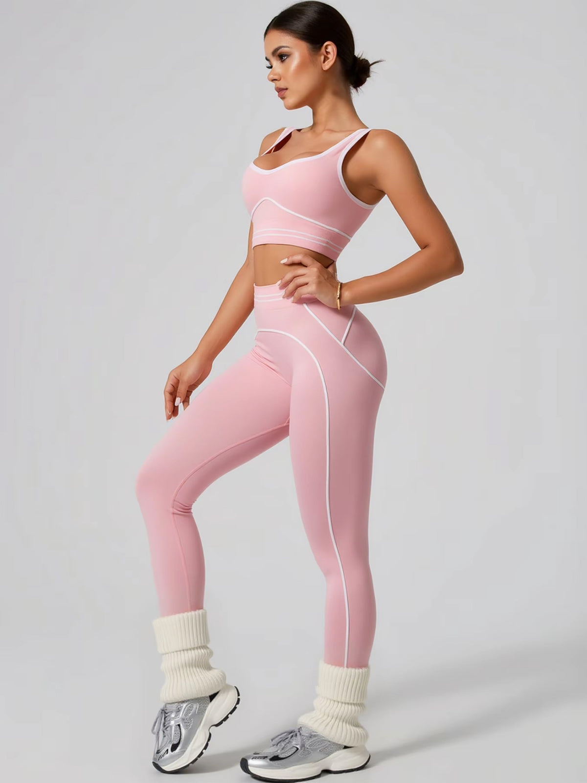 Seamless Contoured Pink Yoga Set