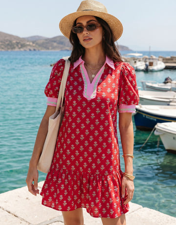 Floral Print Puff Sleeve Mini Dress