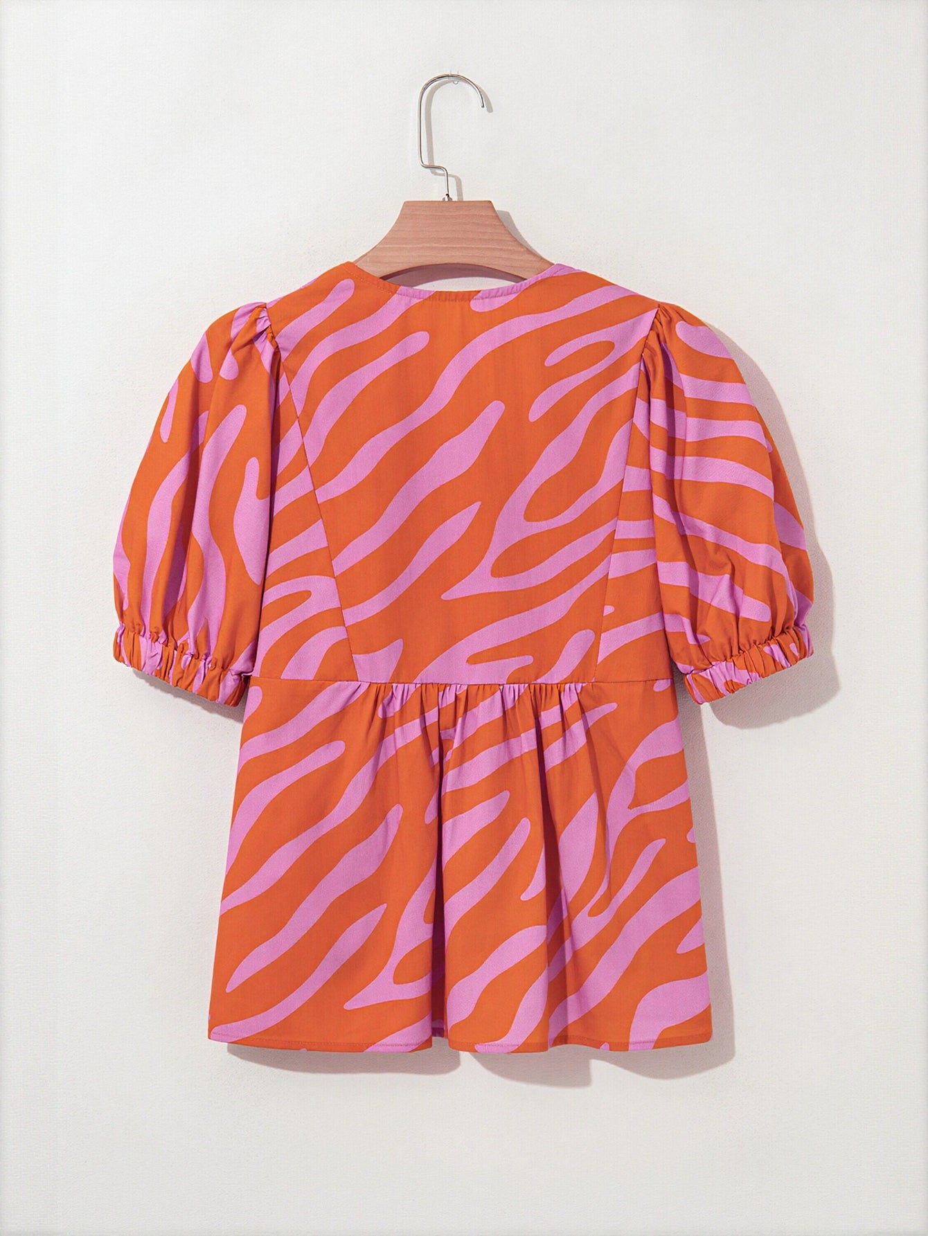 Vibrant Print Puff Sleeve Chiffon Blouse