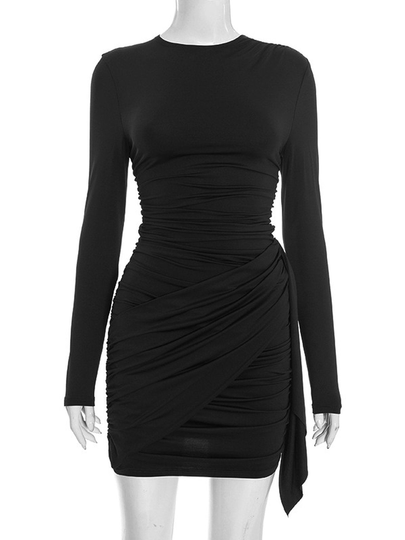 Ruched Bodycon Long Sleeve Mini Dress