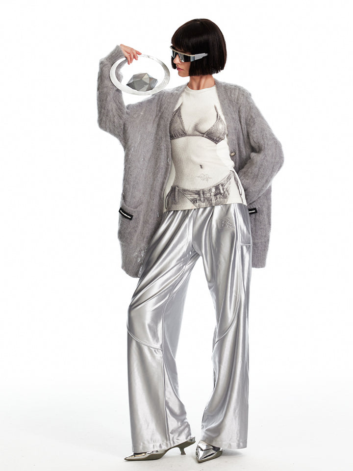Metallic Oversized High Waisted Pants