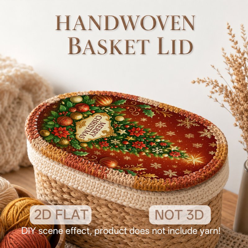 MERRY CHRISTMAS Wooden Basket Bottom