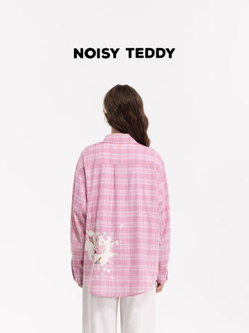 Cute Graphic Plaid Button Up Shirt