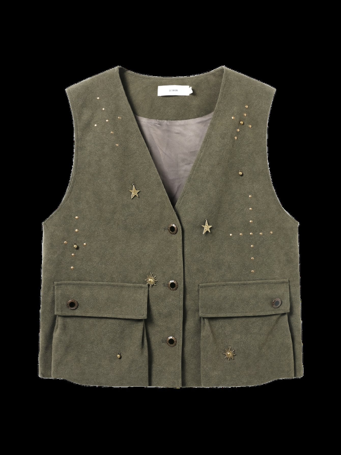Studded Suede Utility Vest