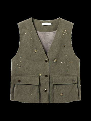 Studded Suede Utility Vest